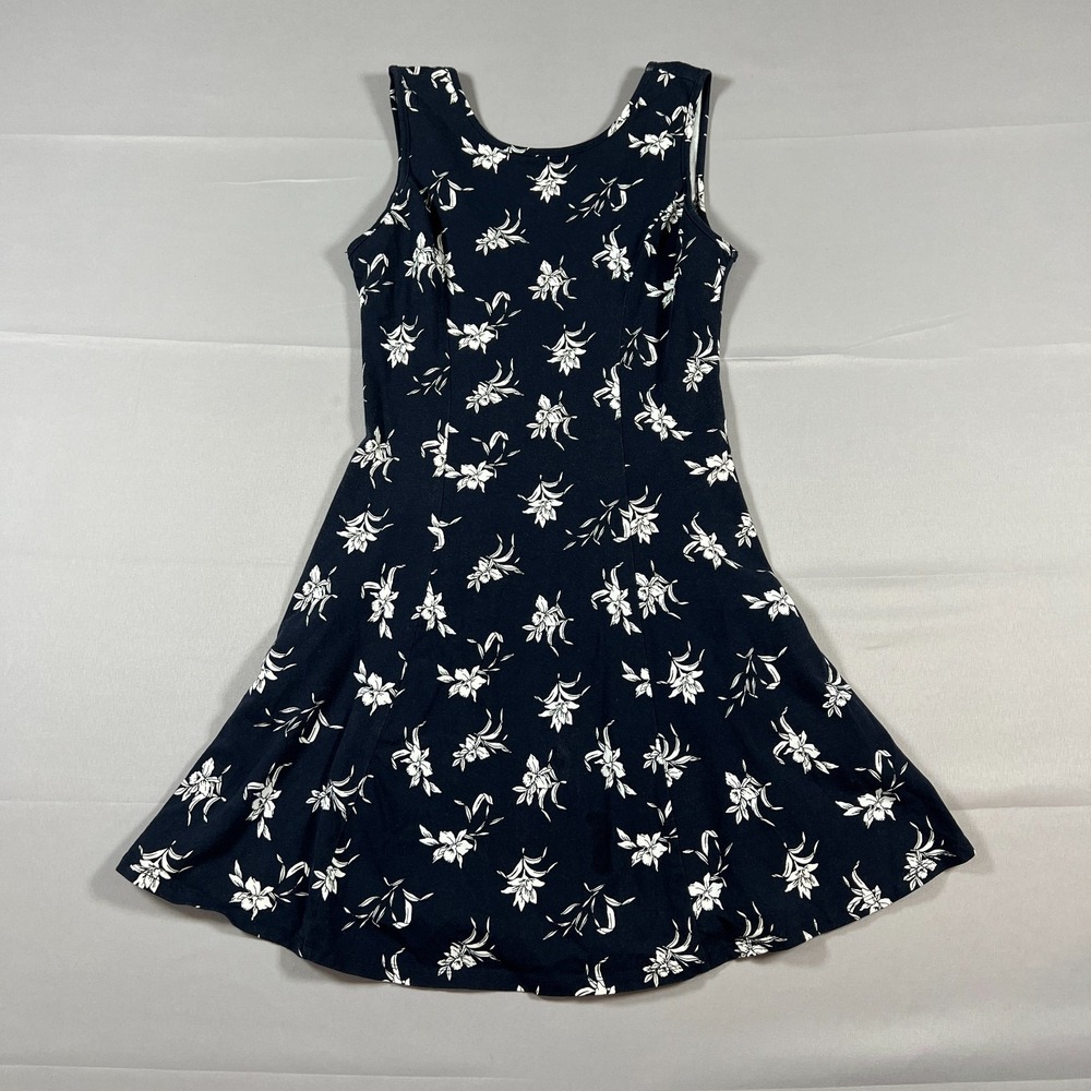 Forever 21 Mini Dress Womens S Navy White Floral Print Cotton Sleeveless Party - Picture 5 of 9